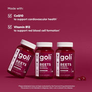 Goli Beets Cardio Gummy - Beet Root Extract & 100mg CoQ10, Gluten-Free, Vegan, Non-GMO, and Gelatin-Free. Nature's Great Superfood