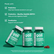 Goli Pre, Post, Probiotics Gummy - World's First 3-in-1 Gluten-Free, Vegan, Non-GMO, and Gelatin-Free.