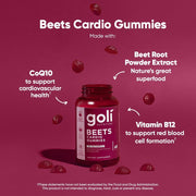 Goli Beets Cardio Gummy - Beet Root Extract & 100mg CoQ10, Gluten-Free, Vegan, Non-GMO, and Gelatin-Free. Nature's Great Superfood