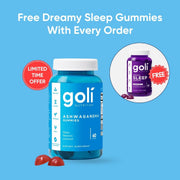 1 Pack Goli® Ashwagandha Gummies + FREE Sleep Gummies
